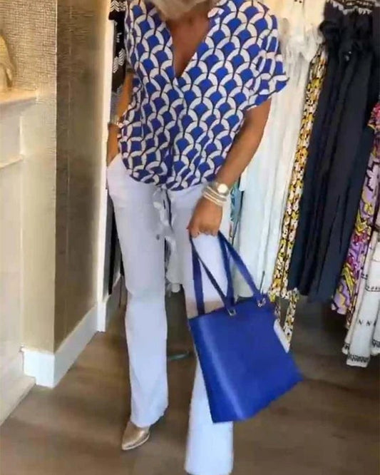 🎁SUMMER SALE-49% OFF🎁Fashionable And Elegant V-neck Printed Shirt
