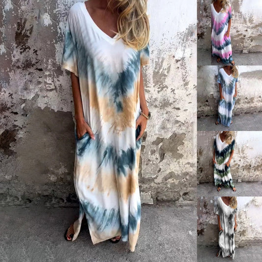 🎁NEW STYLE 49% OFF🎁Casual Loose Printed V-Neck Long Dress