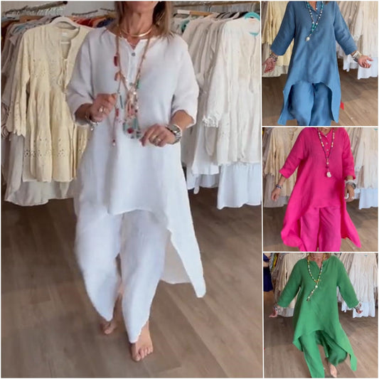 💕Hot Sale 49% OFF🌸 Women's Solid Color Linen Casual Suit