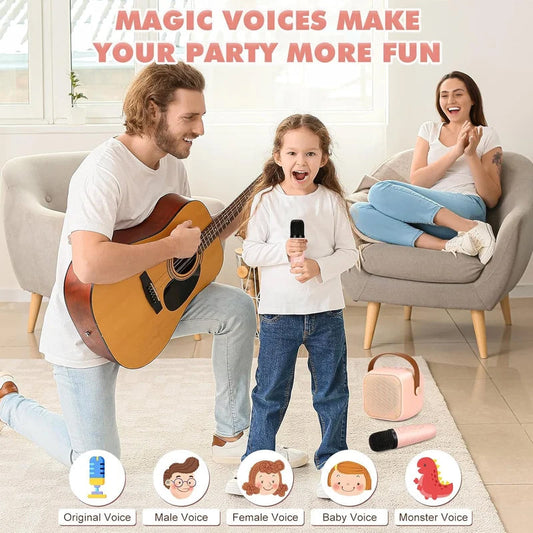 🔥Gift Idea Hot sale🔥Mini Karaoke Machine for Kids with Wireless Bluetooth Microphones