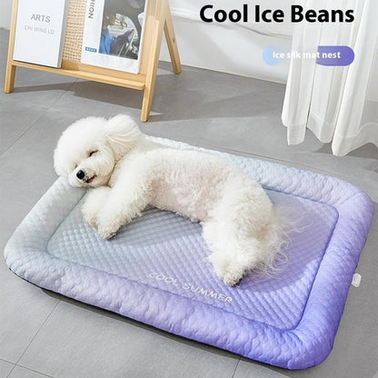 ⏰LAST DAY SALE ONLY￡9.99!!❄Pet Cooling Mat for Dogs & Cats 🐾  Naturally Cool Ice-Silk Pad • Breathable, Washable & Soft 🌿  For Floors, Sofas & Car Travel • Multiple Sizes • Gradient Colours ☀️🐶🐱