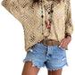 🔥💐SPRING DAY SALE - ONLY £14.99!!⚡50K+ SOLD!✨Womens Bohemian-Inspired Beige Crochet Top with V-Neck