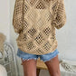 🔥💐SPRING DAY SALE - ONLY £14.99!!⚡50K+ SOLD!✨Womens Bohemian-Inspired Beige Crochet Top with V-Neck