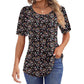 🔥Last Day Sale 50%🔥Women's Short Sleeve Pleated Dressy Casual Scooped Neck Tops