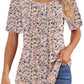 🔥Last Day Sale 50%🔥Women's Short Sleeve Pleated Dressy Casual Scooped Neck Tops