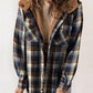 Women's Autumn/Winter Plaid Jacket Long Sleeve Buckle Hooded Jacket Warm Coat