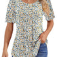 🔥Last Day Sale 50%🔥Women's Short Sleeve Pleated Dressy Casual Scooped Neck Tops