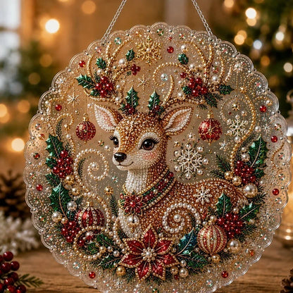 🎅Christmas Pre Sale ￡13.99!!🎄Christmas Pearl Diamond Art Hanging Ornament Kit | Resistant Non-Fading Pearl Beads DIY Handmade Holiday Hanging Decor 🎅💎