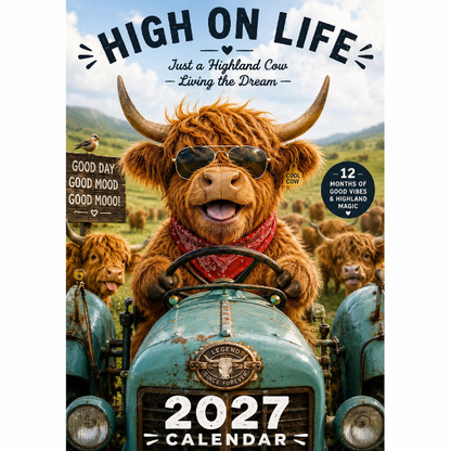 🐮 50% OFF NOW! 🗓️ 2027 Funny Highland Cow Wall Calendar – A4 hanging, charming design & full-year fun – Perfect for home, office or gift giving ✨