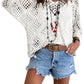 🔥💐SPRING DAY SALE - ONLY £14.99!!⚡50K+ SOLD!✨Womens Bohemian-Inspired Beige Crochet Top with V-Neck