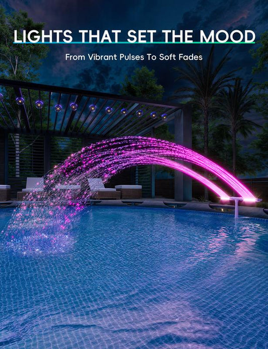 🔥Solar Pool Fountain with Lights Dual Arc - Above/Inground Pool Fountain Lights with Remote Control