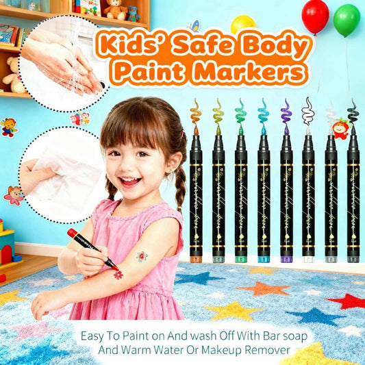 ⏰LIMITED SALE 70% OFF - BUY 2 GET 1 FREE!!🎨✨️10-Color Temporary Tattoo Markers Set