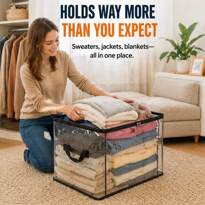 ⏳LAST DAY BUY 2 GET 1 FREE!!💕HomeVault™🇬🇧 Transparent Storage Bag – Large, Dust & Moisture-Proof with Handle✨Ultimate All-in-One Organizer for Clothes, Toys, Books, Stuffed Animals & Absolutely Everything! 🧸📚👕🧦