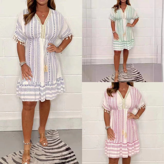 🔥LAST DAY SALE 49% OFF💃Ethnic Style Casual printed V-neck dress