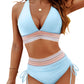 🩱Summer Sale 49% OFF👙High Waisted Tummy Control Color Block Bikini Sets.