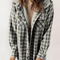 Women's Autumn/Winter Plaid Jacket Long Sleeve Buckle Hooded Jacket Warm Coat