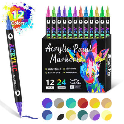 🎅Christmas Sale 50% OFF!!🎄🔥Dual Tip Acrylic Brush Marker Pen