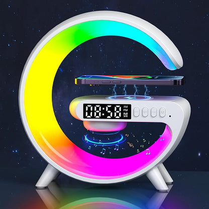 Multifunctional Bluetooth Speaker-Colorful Atmosphere Light Wireless Charging and Clock All-in-one Machine