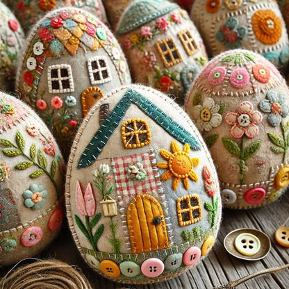 🐰Early Easter Sales - 49% OFF🌷Patchwork Felt Egg House DIY Kit
