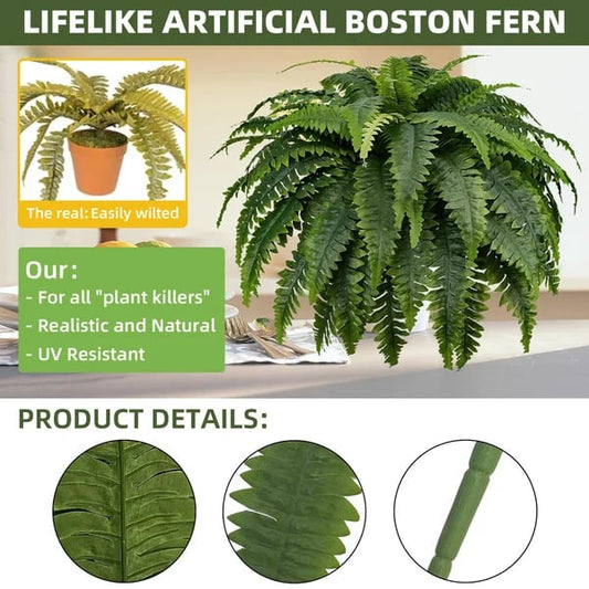 ✨Buy 2 Get 2 Free - Each Only £8.49💥UV Resistant Lifelike Artificial Boston Fern