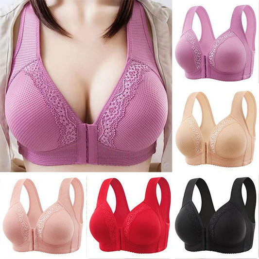 Buy one get one free  Breathable - Plus size bra fastened at front with non-steel hoops✈️ Free Shipping