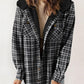 Women's Autumn/Winter Plaid Jacket Long Sleeve Buckle Hooded Jacket Warm Coat