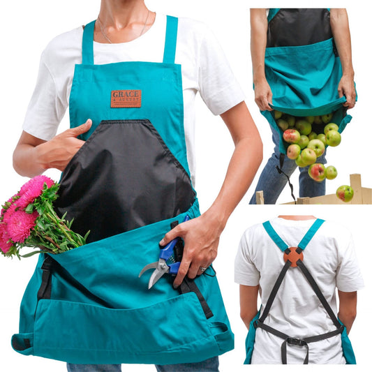 🔥Last Day Special Sale 50% OFF💕Cross Back Gardening Apron With Deep Kangaroo Release Pockets