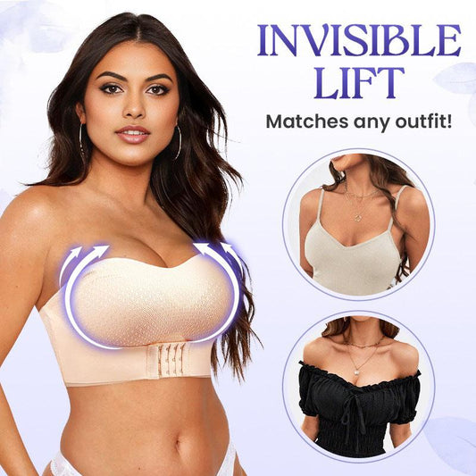 🔥Breathable Non-Slip Strapless Front Buckle Push-Up Bra