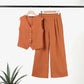 💕Solid Colour Button Down Vest and Wide Leg Pants 2 Piece Set for Women