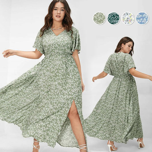 🌸HOT SALE 48% OFF🌸Women's Bohemian Floral Split Maxi Dress With Elastic Waist