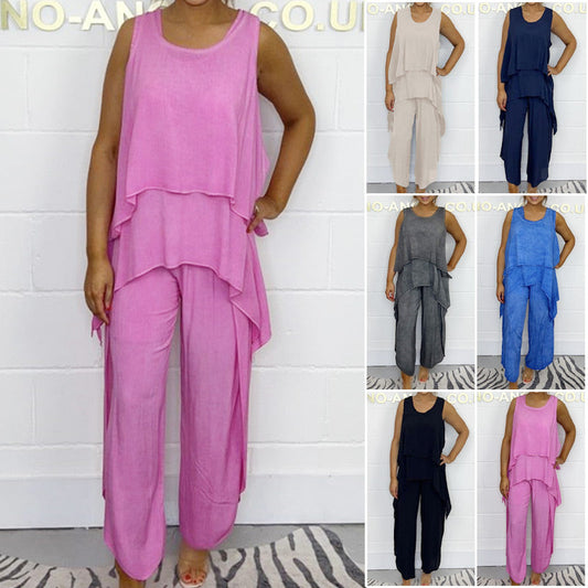 🔥LAST DAY SALE 49% OFF🔥Casual Sleeveless Loose Top and Pants Suit