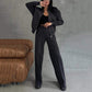 🌸Women's Two-Piece Relaxed Fit Set - Zippered Jacket and Wide-Leg Pants
