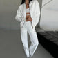 🌸Women's Two-Piece Relaxed Fit Set - Zippered Jacket and Wide-Leg Pants