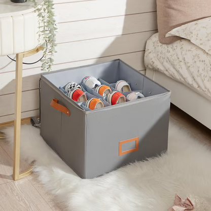 ⏰🔥LIMITED TIME 49% OFF! 👟 Fabric Shoe Organizer Storage Box – Foldable, Large Capacity, Dustproof & Breathable for Closet & Bedroom 🧺✨-UK