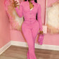 Sexy Solid Color Long-Sleeve Top & Pants Set