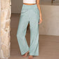 Women's High-Waist Gingham Wide-Leg Pants