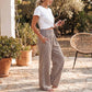 Women's High-Waist Gingham Wide-Leg Pants
