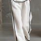 Women's Contrast Trim Sleeveless Top & Wide-Leg Pants Set