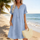 👗Last Day Special Price ￡14.99!!✨Women's Casual V-Neck Cotton Linen Dress with Pockets
