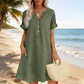 👗Last Day Special Price ￡14.99!!✨Women's Casual V-Neck Cotton Linen Dress with Pockets