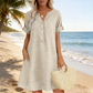 👗Last Day Special Price ￡14.99!!✨Women's Casual V-Neck Cotton Linen Dress with Pockets