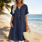 👗Last Day Special Price ￡14.99!!✨Women's Casual V-Neck Cotton Linen Dress with Pockets