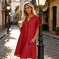 👗Last Day Special Price ￡14.99!!✨Women's Casual V-Neck Cotton Linen Dress with Pockets