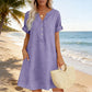 👗Last Day Special Price ￡14.99!!✨Women's Casual V-Neck Cotton Linen Dress with Pockets