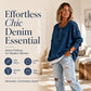 💙 Denim Texture, Easy Half-Zip Style | Women's Long-Sleeve Pullover