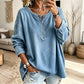 💙 Denim Texture, Easy Half-Zip Style | Women's Long-Sleeve Pullover