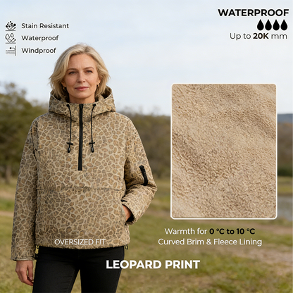 🏆2026 New Year Sale-49% OFF🔥Womens Waterproof Oversized Hoodie Coat Warm Half Zip Rain Jacket